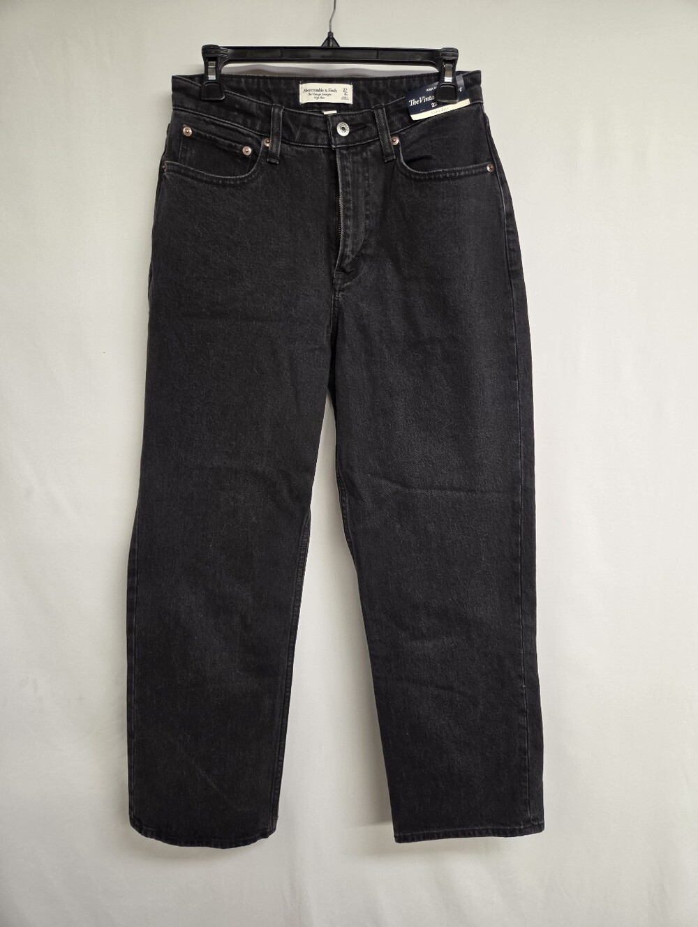 Abercrombie & Fitch Straight Curve Love High-Rise Black Jeans 27 4R $90 Retail